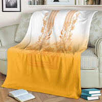 Philippines Barong Style Blanket with Polynesian Art and Leaf Motif Yellow Color