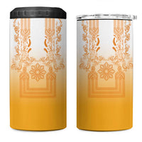 Philippines Barong Style 4 in 1 Can Cooler Tumbler with Polynesian Art and Leaf Motif Yellow Color