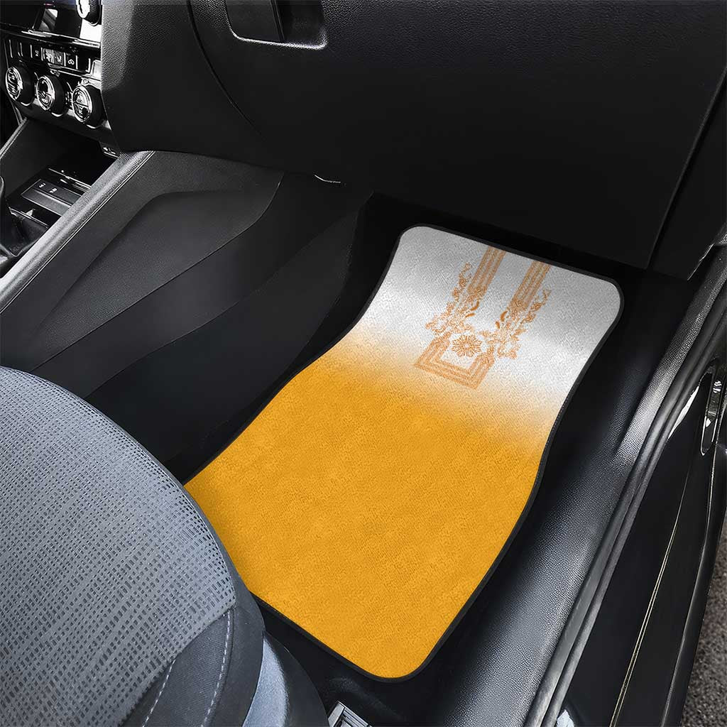 Philippines Barong Style Car Mats with Polynesian Art and Leaf Motif Yellow Color