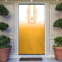 Philippines Barong Style Door Cover with Polynesian Art and Leaf Motif Yellow Color