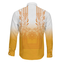 Philippines Barong Style Family Matching Off Shoulder Short Dress and Hawaiian Shirt with Polynesian Art and Leaf Motif Yellow Color LT03 - Polynesian Pride