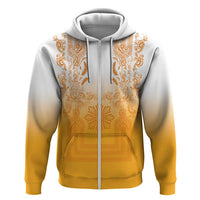 Philippines Barong Style Hoodie with Polynesian Art and Leaf Motif Yellow Color