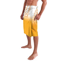 Philippines Barong Style Lavalava with Polynesian Art and Leaf Motif Yellow Color
