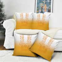 Philippines Barong Style Pillow Cover with Polynesian Art and Leaf Motif Yellow Color