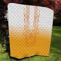 Philippines Barong Style Quilt with Polynesian Art and Leaf Motif Yellow Color
