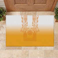 Philippines Barong Style Rubber Doormat with Polynesian Art and Leaf Motif Yellow Color