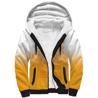 Philippines Barong Style Sherpa Hoodie with Polynesian Art and Leaf Motif Yellow Color