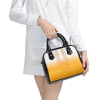 Philippines Barong Style Shoulder Handbag with Polynesian Art and Leaf Motif Yellow Color