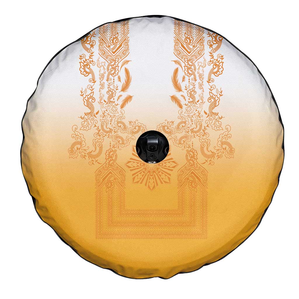 Philippines Barong Style Spare Tire Cover with Polynesian Art and Leaf Motif Yellow Color LT03 - Polynesian Pride