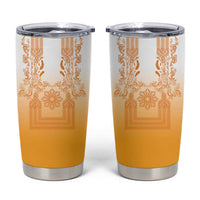 Philippines Barong Style Tumbler Cup with Polynesian Art and Leaf Motif Yellow Color