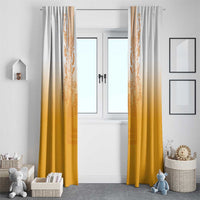 Philippines Barong Style Window Curtain with Polynesian Art and Leaf Motif Yellow Color