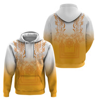 Philippines Barong Style Zip Hoodie with Polynesian Art and Leaf Motif Yellow Color