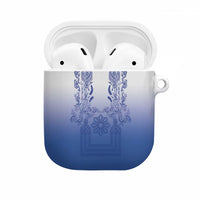 Philippines Barong Style AirPods Case with Polynesian Art and Leaf Motif Blue Color