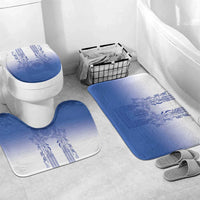 Philippines Barong Style Bathroom Set with Polynesian Art and Leaf Motif Blue Color