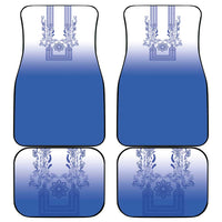 Philippines Barong Style Car Mats with Polynesian Art and Leaf Motif Blue Color