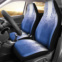 Philippines Barong Style Car Seat Cover with Polynesian Art and Leaf Motif Blue Color