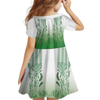 Philippines Barong Style Family Matching Mermaid Dress and Hawaiian Shirt with Polynesian Art and Leaf Motif Green Color LT03 - Polynesian Pride