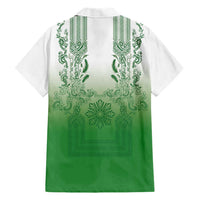 Philippines Barong Style Family Matching Short Sleeve Bodycon Dress and Hawaiian Shirt with Polynesian Art and Leaf Motif Green Color LT03 - Polynesian Pride