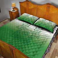 Philippines Barong Style Quilt Bed Set with Polynesian Art and Leaf Motif Green Color