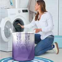 Philippines Barong Style Laundry Basket with Polynesian Art and Leaf Motif Purple Color