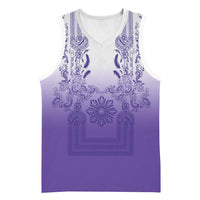 Philippines Barong Style Basketball Jersey with Polynesian Art and Leaf Motif Purple Color