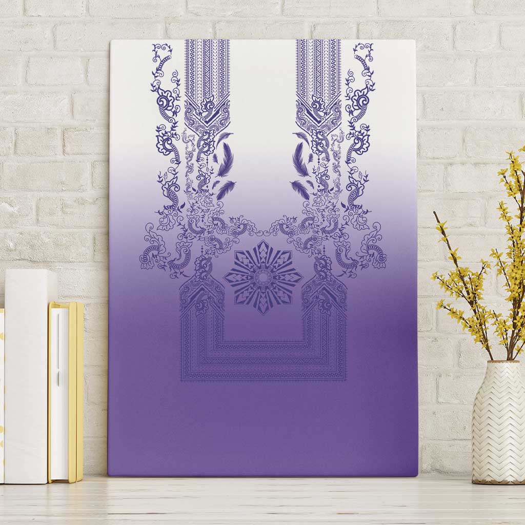 Philippines Barong Style Canvas Wall Art with Polynesian Art and Leaf Motif Purple Color
