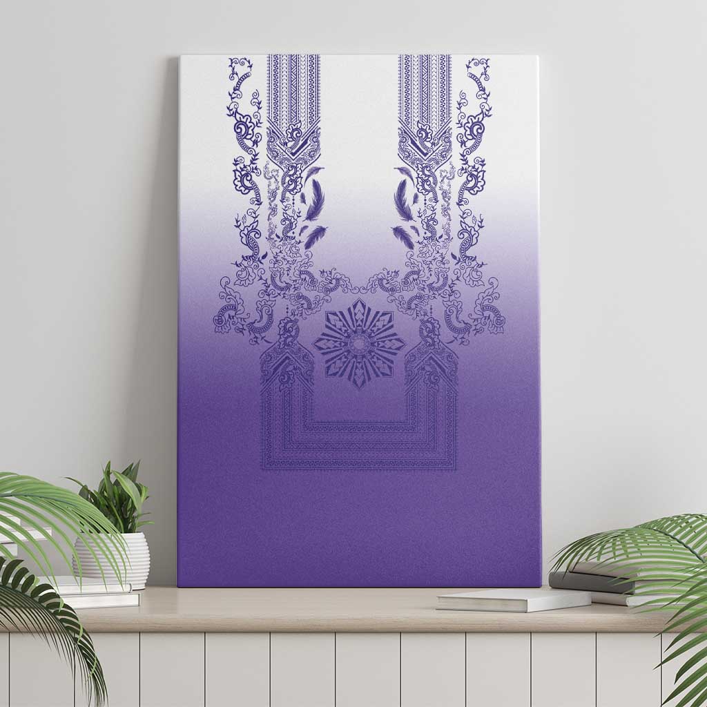 Philippines Barong Style Canvas Wall Art with Polynesian Art and Leaf Motif Purple Color