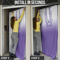 Philippines Barong Style Door Cover with Polynesian Art and Leaf Motif Purple Color