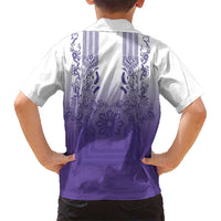 Philippines Barong Style Family Matching Summer Maxi Dress and Hawaiian Shirt with Polynesian Art and Leaf Motif Purple Color LT03 - Polynesian Pride