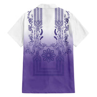 Philippines Barong Style Family Matching Summer Maxi Dress and Hawaiian Shirt with Polynesian Art and Leaf Motif Purple Color LT03 - Polynesian Pride