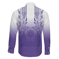 Philippines Barong Style Family Matching Summer Maxi Dress and Hawaiian Shirt with Polynesian Art and Leaf Motif Purple Color LT03 - Polynesian Pride