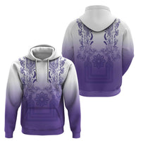Philippines Barong Style Zip Hoodie with Polynesian Art and Leaf Motif Purple Color