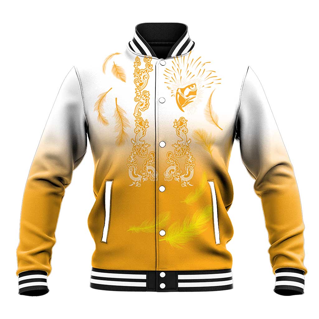 Philippines National Costume Style Baseball Jacket Barong Tagalog and Eagle Feather Yellow Color
