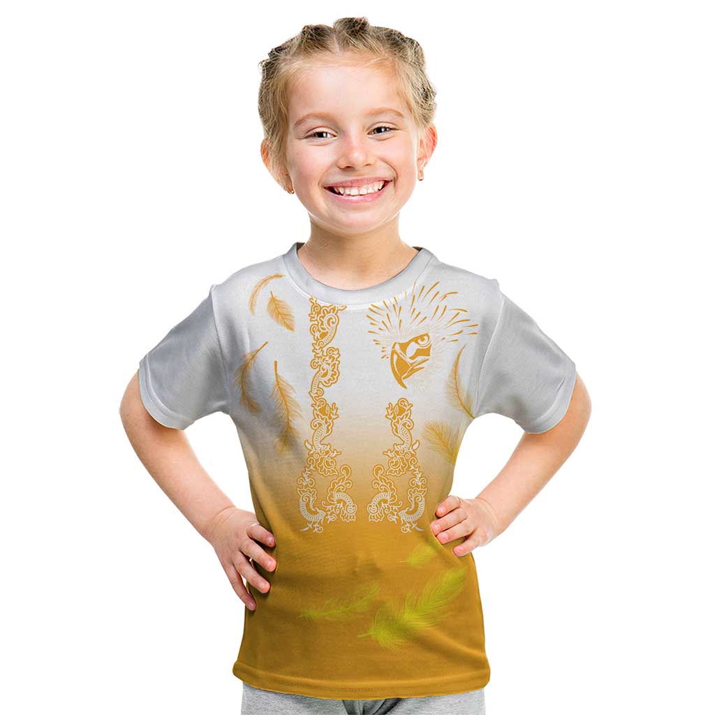 Philippines National Costume Style Kid T Shirt Barong Tagalog and Eagle Feather Yellow Color