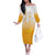Philippines National Costume Style Off The Shoulder Long Sleeve Dress Barong Tagalog and Eagle Feather Yellow Color