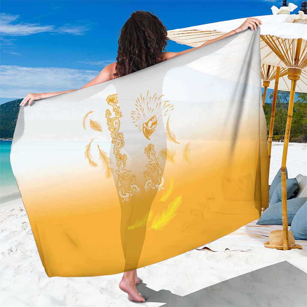 Philippines National Costume Style Sarong Barong Tagalog and Eagle Feather Yellow Color