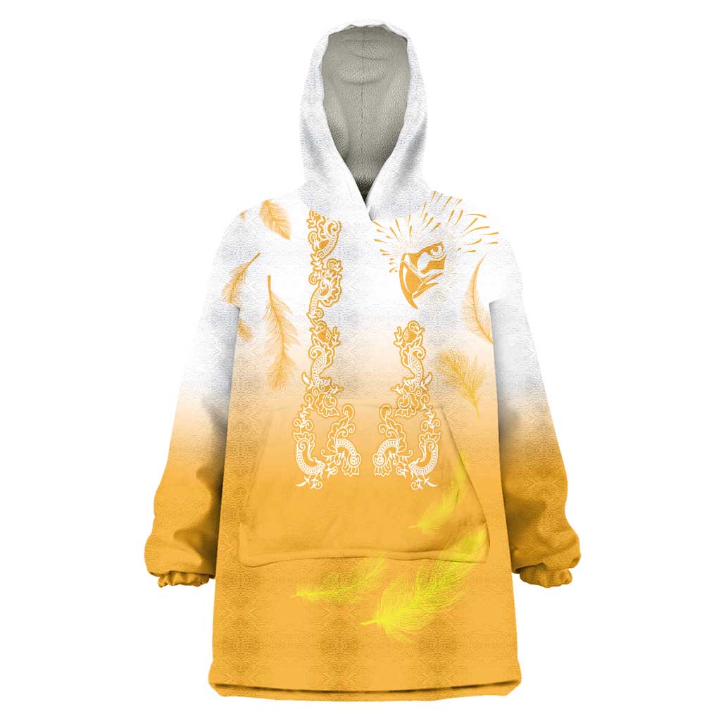 Philippines National Costume Style Wearable Blanket Hoodie Barong Tagalog and Eagle Feather Yellow Color