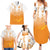Philippines National Costume Style Family Matching Summer Maxi Dress and Hawaiian Shirt Barong Tagalog and Eagle Feather Orange Color