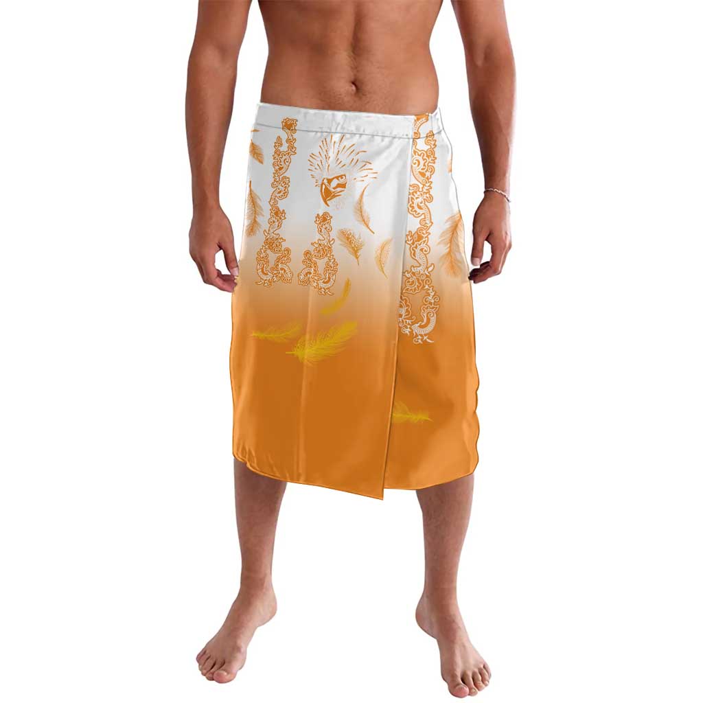 Philippines National Costume Style Lavalava Barong Tagalog and Eagle Feather Orange Color