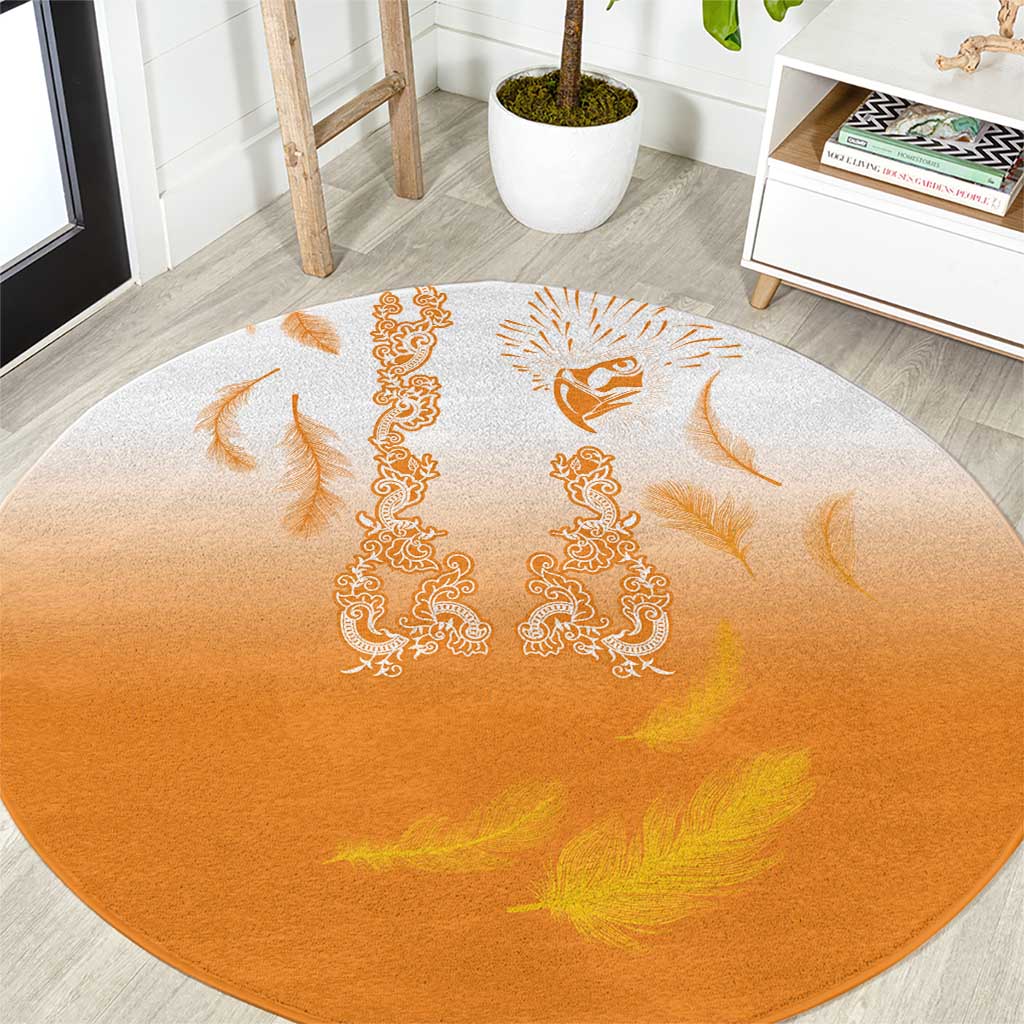 Philippines National Costume Style Round Carpet Barong Tagalog and Eagle Feather Orange Color