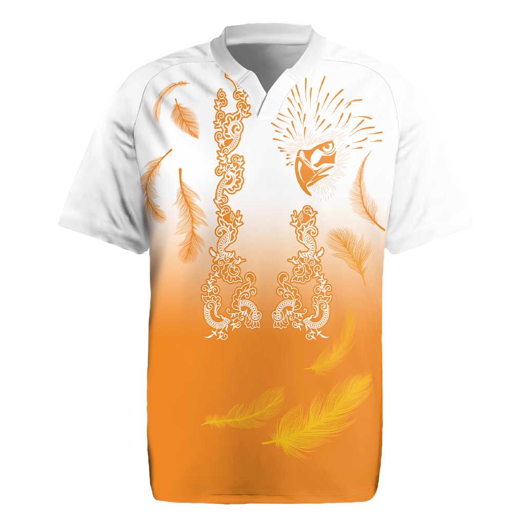 Philippines National Costume Style Rugby Jersey Barong Tagalog and Eagle Feather Orange Color