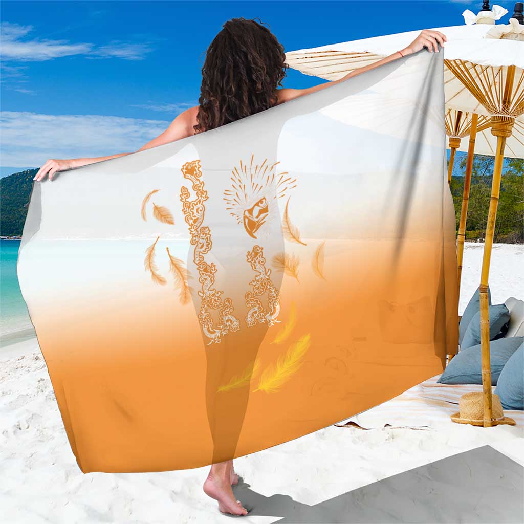Philippines National Costume Style Sarong Barong Tagalog and Eagle Feather Orange Color