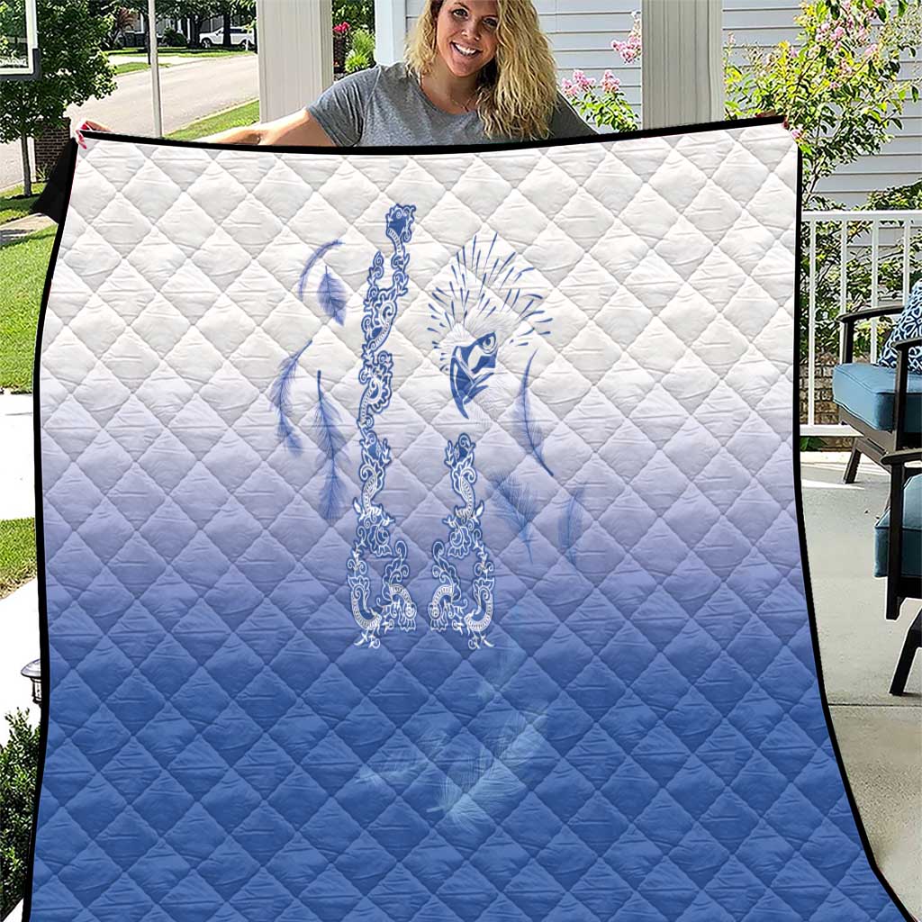 Philippines National Costume Style Quilt Barong Tagalog and Eagle Feather Blue Color