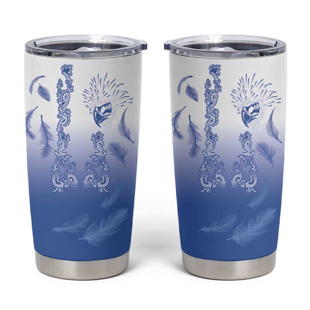 Philippines National Costume Style Tumbler Cup Barong Tagalog and Eagle Feather Blue Color