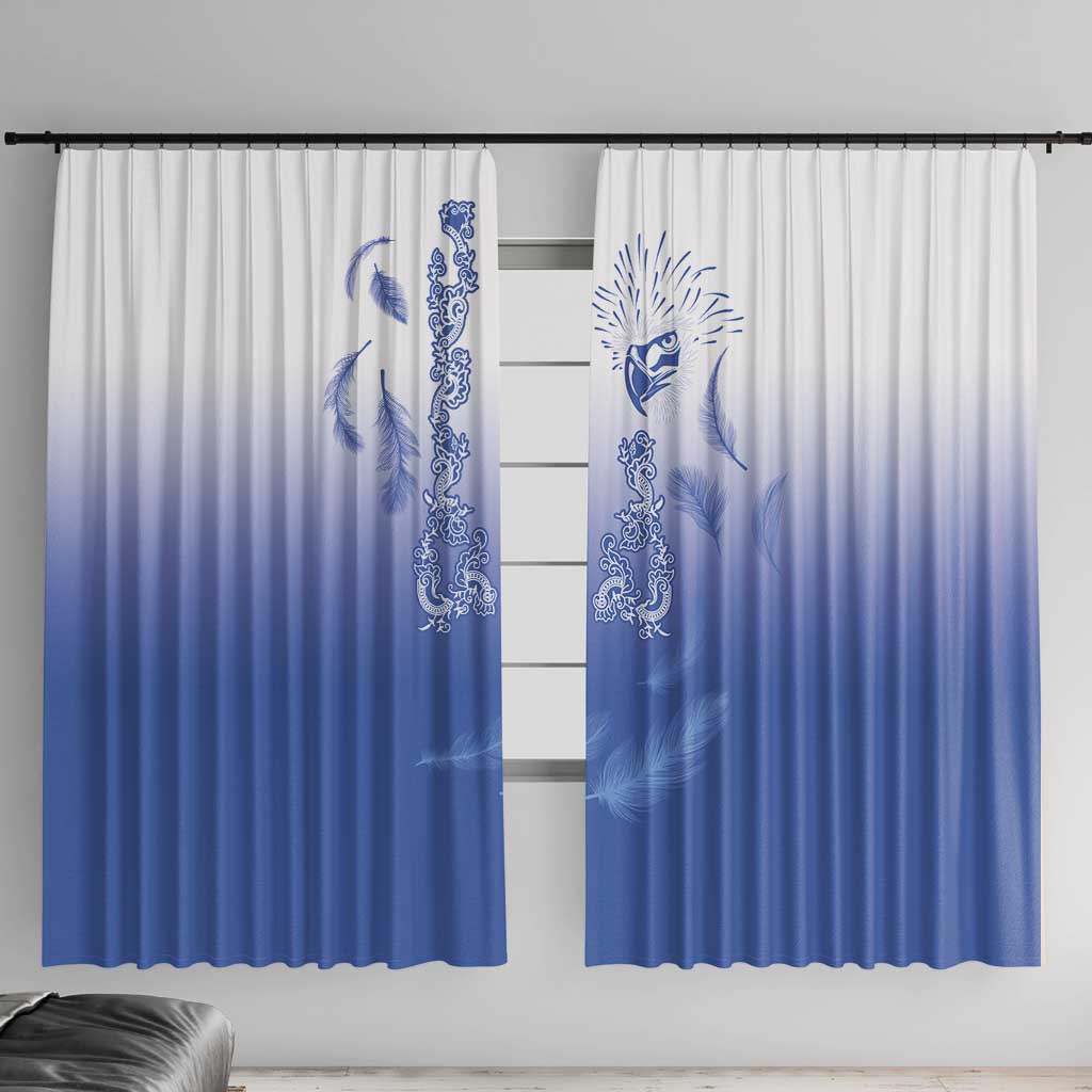 Philippines National Costume Style Window Curtain Barong Tagalog and Eagle Feather Blue Color