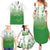Philippines National Costume Style Family Matching Summer Maxi Dress and Hawaiian Shirt Barong Tagalog and Eagle Feather Green Color