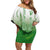 Philippines National Costume Style Off Shoulder Short Dress Barong Tagalog and Eagle Feather Green Color