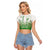 Philippines National Costume Style Raglan Cropped T Shirt Barong Tagalog and Eagle Feather Green Color