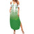 Philippines National Costume Style Summer Maxi Dress Barong Tagalog and Eagle Feather Green Color