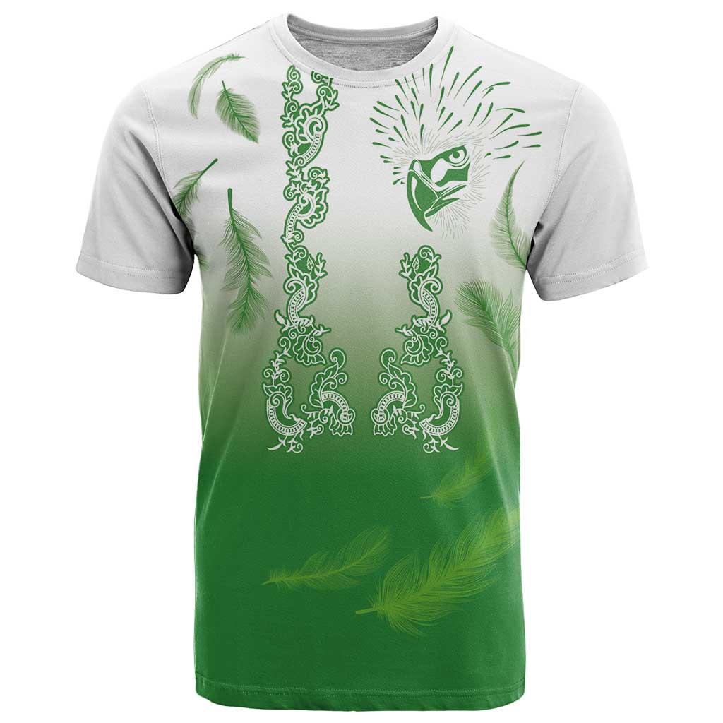 Philippines National Costume Style T Shirt Barong Tagalog and Eagle Feather Green Color